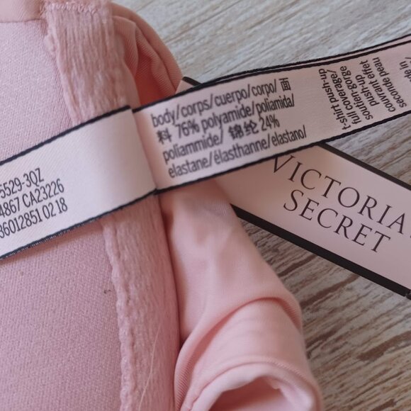 Victoria’s Secret 34C Pink Lace Racerback T-Shirt Push-Up Bra NWT $36.50 - Picture 4 of 6